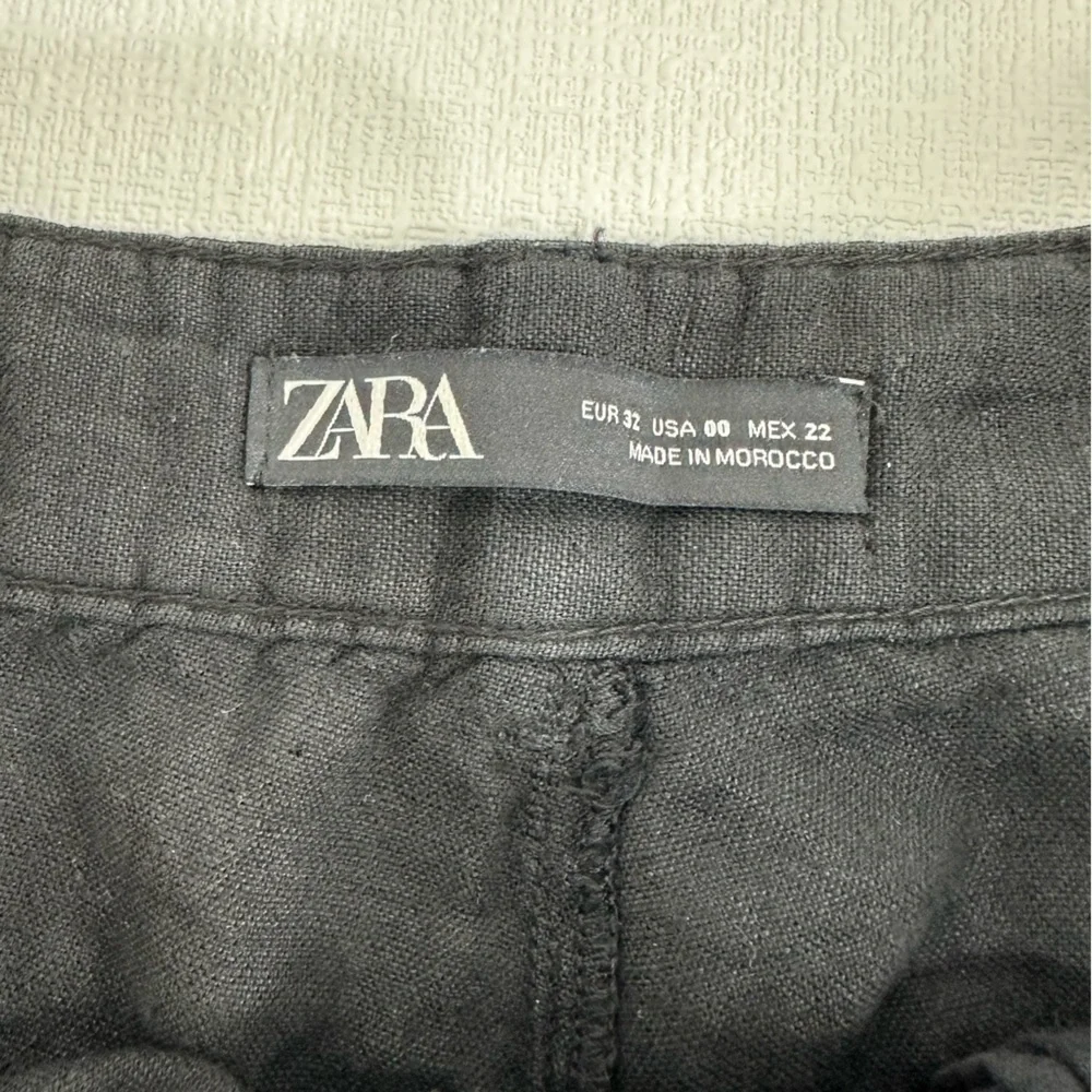 Zara cargo pants linen blend black size 00